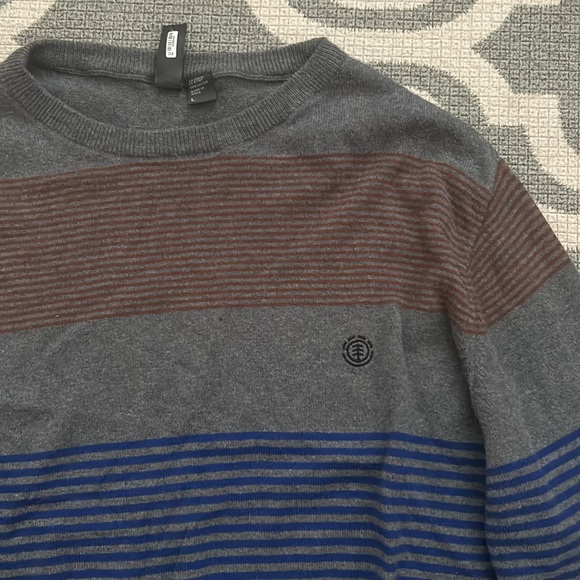 Large grey red and blue long sleeve Striped Element Sweater - Picture 2 of 3
